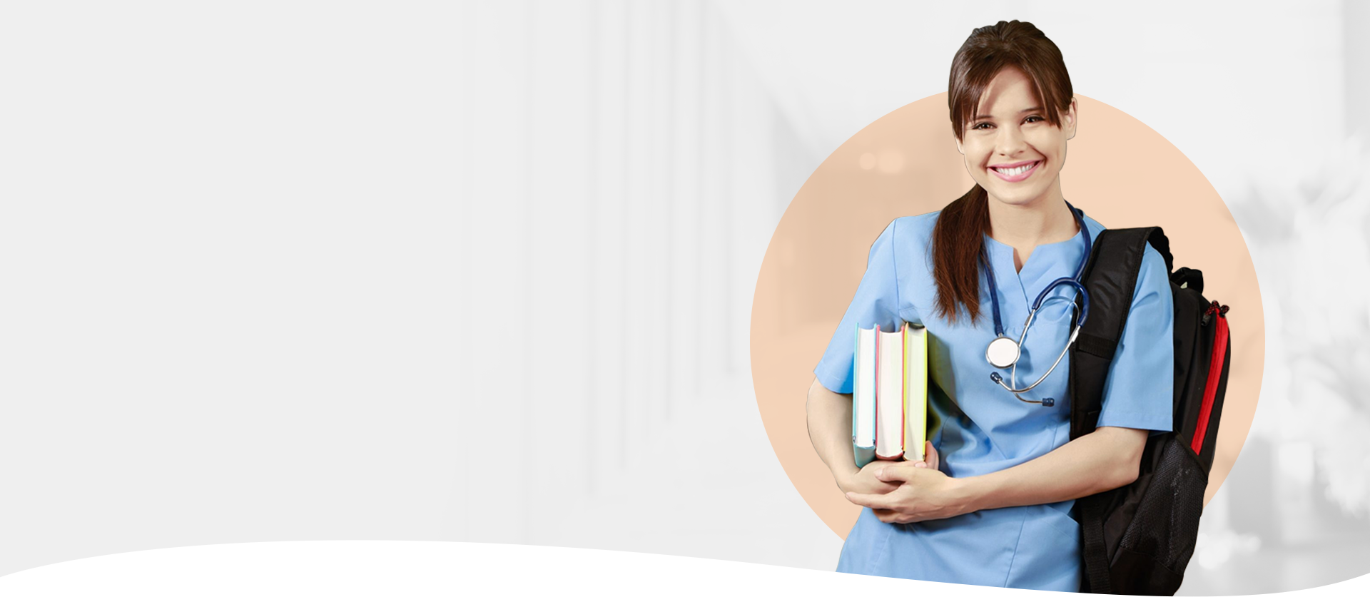 A nursing student studies with books and a stethoscope, showcasing quality vet resources.